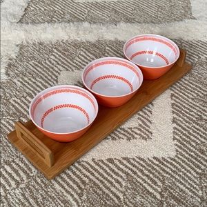 Bamboo dip bowls and tray